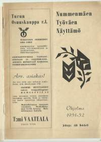 Nummenmäen Työväen Näyttämö Turku 1951 - 1952   paljon mainoksia