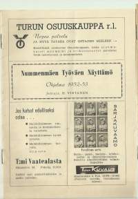 Nummenmäen Työväen Näyttämö Turku 1952 - 1953   paljon mainoksia