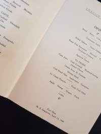 Swedish American Line, Dinner, First Class, M. S. Gripsholm, April 12, 1948
