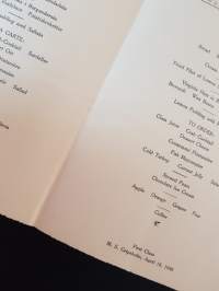 Swedish American Line, Dinner, First Class, M. S. Gripsholm, April 18, 1948