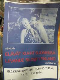 Elävät kuvat Suomessa - Levande bilder i Finland -näyttely / utställning, elokuvateatteri Domino, Turku 1984 -elokuvajuliste / movie poster