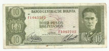 Bolivia 10 Peso Bolivianos 1962  seteli