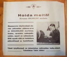 Finlandia Kuva Oy, Hoida meitä! Seinämainos 1943. Lyhyt fiktio &amp; dokumentti. Tilaaja Kansanhuolto