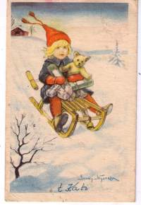 Joulukortti / Jenny Nyström. Käsipostissa  kulkenut