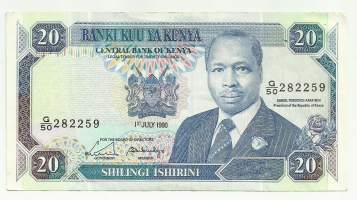 Kenia 20 Shillings 1990 seteli