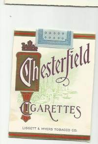 Chesterfield    - tupakkaetiketti, leikattu tuotepakkaus kääre