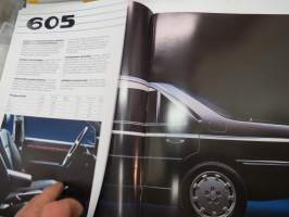 Peugeot 605, 205, 309, 405 mallivuosi 1990 -myyntiesite / brochure