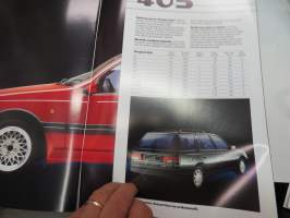 Peugeot 605, 205, 309, 405 mallivuosi 1990 -myyntiesite / brochure
