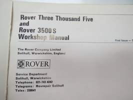 Rover Three Thousand Five (3500) and Rover 3500S Workshop Manual -korjaamokäsikirja englanniksi