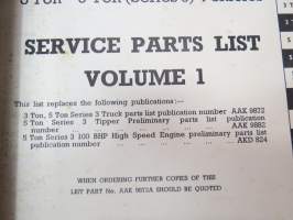 Morris 3-ton, 5-ton series 3 Service Parts List volume I -varaosaluettelo
