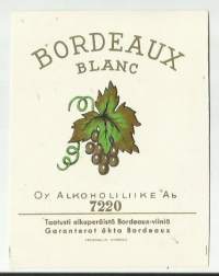 Bordeaux  Blanc  nr 7220  taatusti alkuperäistä Bordeaux-viiniä- viinaetiketti viinietiketti / Frencellin kivipaino
