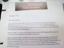 Cadillac Seville 1998 Product / Media Information -kansio, sisältää mm. noin 20 pressikuvaa