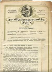 Keskinäinen Vakuutusyhtiö Sampo, Turku - brandförsäkring 1927vakuutuskirja