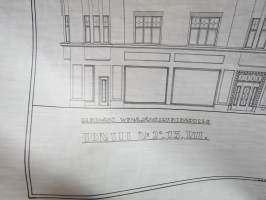 Rakennuspiirustus Turku; 2b, 13. VIII, arkkitehti Onni Kaisla, Wenäjänkirkkokatu (Yliopistonkatu) / Käsityöläiskatu kulma -drawings
