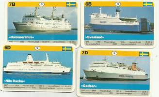 Ruotsi  laiva tekn tietoineen 4 kpl erä  - kortti keräilykuva 6x9 cm
