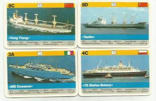 Tadžikistan,Puola Italia   laiva tekn tietoineen 4 kpl erä  - kortti keräilykuva 6x9 cm