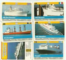 Suomi,Hollanti, Belgia, Englanti    laiva tekn tietoineen 6 kpl erä  - kortti keräilykuva 6x9 cm