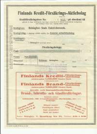 Finlands Kredit - Försäkrings Ab - vakuutuskirja 1928