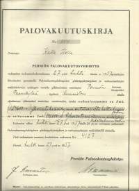 Perniö Palovakuutusyhdistys   - vakuutuskirja 1937