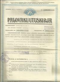 Vakuutus Oy Pohjola, Palovakuutuskirja  1943   - vakuutuskirja