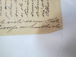 Rakas Fasteri! Pappa lähetti nämä säpäkkeet Neiti Porthanin kansa... Olkaa enin ite terveytetty... Kirjottaa Ivar - kirje, päivätty Oulu 23.1.1886 -private letter