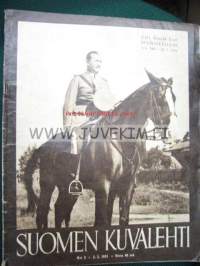 Suomen Kuvalehti 1951 nr 5 (Kansi: Mannerheim ratsailla. 8 sivua kuvia artikkelissa Maan suru Suomessa)