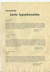 Lausuntoja Lacta lypsykoneista 1954  maanviljelijät mm Somero Hämeenkyrö Mäntsälä, Raisio