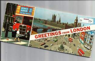 Greetings from London - postikorttivihko  8 isoa ja 8 pientä korttia - postikortti