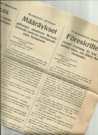 Pakollinen määräys ...terveydenhuolto.. / 1915  venäjäksi, suomeksi ja ruotsiksi