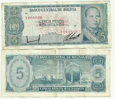 Bolivia 5 Bolivianos 1962  seteli