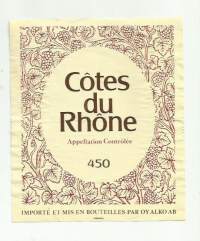 Cotes du Rhone  Alko nr 450  - viinaetiketti