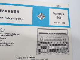Telefunken Service Information Bandola 201 -huolto-ohjeet, piirikaavio, ym.