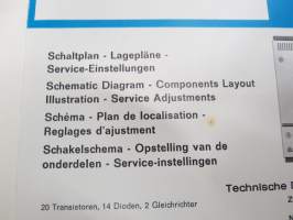 Telefunken Service Information Steuergerät R 205 -huolto-ohjeet, piirikaavio, ym.