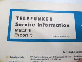 Telefunken Service Information Match II Escort radio -huolto-ohjeet, piirikaavio, ym.
