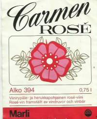 Carmen Rose Alko nr 394 -viinietiketti  viinaetiketti