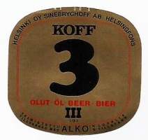 Koff III olut  - olutetiketti