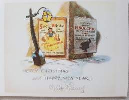 Walt Disney -yhtiön joulukortti. Snow White and Pinocchio