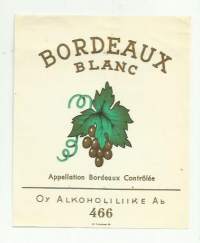 Bordeaux Blanck Alko 466   /  viinietiketti, viinaetiketti