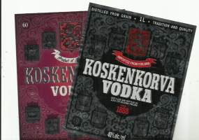 Koskenkorva Vodka - viinaetiketti 2 eril