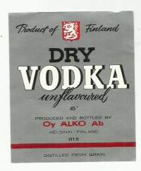 Dry Vodka nr 015 - viinaetiketti