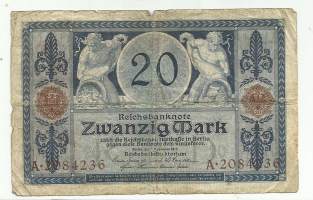 Saksa 20 markkaa 1915 seteli
