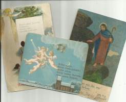 Uskonnollisia kortteja 3 eril postikortti alk 1912