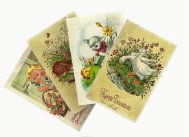 Pääsiäis- yms kortteja 4 eril postikortti