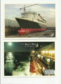 The Queen Mary 2  2004 - laivakortti, laivapostikortti A5 koko  2 eril