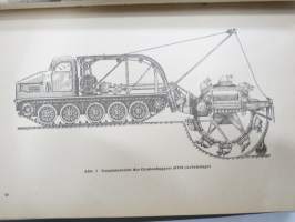 Der Grabenbagger BTM (DV-45/7) - A 052/1/107 -juoksuhaudan / suojakaivannon kaivinkone BTM-alusta, käyttöohjekirja / tekniset tiedot / huoltoa -trench digger tank