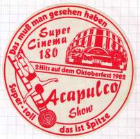 Acabulco show tarra,  vuodelta  1982 Koko 11 x 11 cm