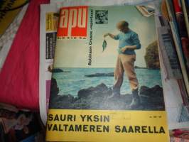 Apu 1962 nr 20 (19.5.) Sauri yksin, Robinson Crusoe-reportaasi, pelastettujen lasten talo
