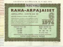 Raha-arpa 1974 / 6 arpa