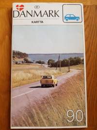 Danmark kartta ja 17 matkareittiä Tanskassa, 1990.