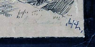 Arvo Lukala, Sotilas lomalla kyntämässä, graafinen painokuva lyijykynä signeeraus 1942 koko   22x18  cm kehystämätön